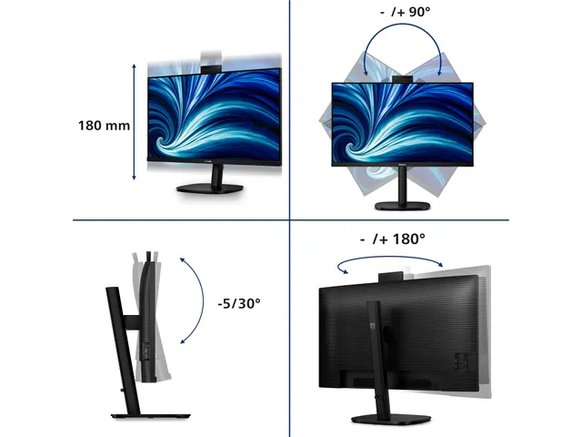 Ecran PC 31,5 inch Philips Business 32B2U3601H Quad HD avec USB-C