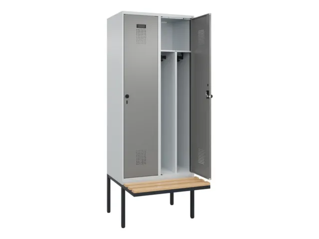 locker met bank,voor scheiding van kleding,HxBxD 2120x800x815mm,2vak