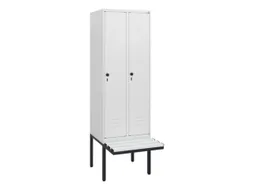 locker met bank,HxBxD 1950x600x815mm,2vak,vak B 300mm,draaigrendel