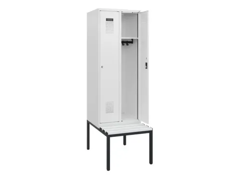 locker met bank,HxBxD 1950x600x815mm,2vak,vak B 300mm,cilinderslot
