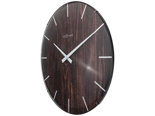 Horloge murale NeXtime 'Edge-Wood-Dome' Ø35cm plastique marron