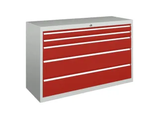 ladekast,HxBxD 800x1023x600mm,5lade(n),cil.-slot,RAL7035,front RAL3000 - 2