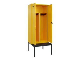 PBM-locker met bank,HxBxD 2120x800x815mm,2vak,vak B 400mm,draaigrendel - 1