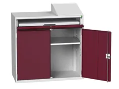 pc-kast 1130x1050x550mm toetsenbordblad RAL7035 + RAL3004