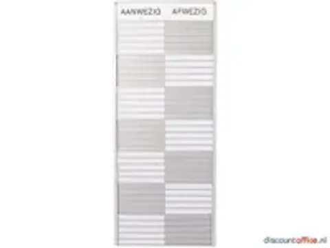 OUTLET In-uit Bord 30 Namen Aluminium Aan/afwezigheidsbord Wit