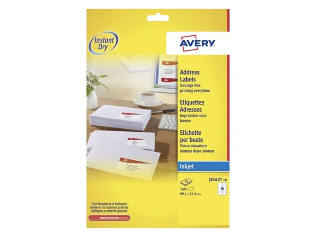 Etiket Avery J8162-10 99.1x33.9mm Inkjet Wit 160 stuks