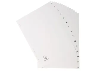 Bedrukte tabbladen numeriek wit PP 15-delig 1-15 A4 11-gaats - 1