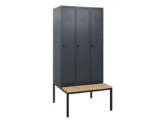 locker met bank,HxBxD 1950x900x815mm,3vak,vak B 300mm,draaigrendel