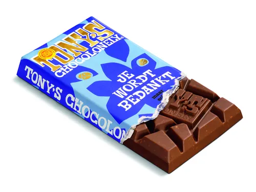 Chocolade Tony's Chocolonely "Je wordt bedankt" Melk karamel biscuit