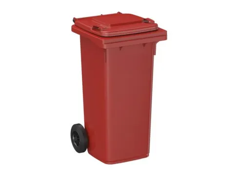 container,120l,HxBxD 933x500x550mm,deksel rood,romp HDPE rood,2wielen