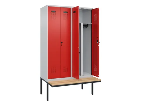 PBM-locker met bank,HxBxD 2120x1200x815mm,4vak,vak B 300mm