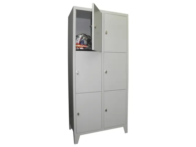lockerkast,HxBxD 1850x800x500mm,2x3vakken,RAL7035,front RAL5010