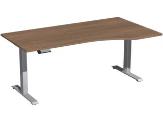 In hoogte verstelbaar bureau in vrije vorm,HxBxD 630-1280x1800x1000mm - 1