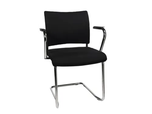 Bezoekersstoel Armleuningen Zwart Stof 450x480x450mm Sledeframe