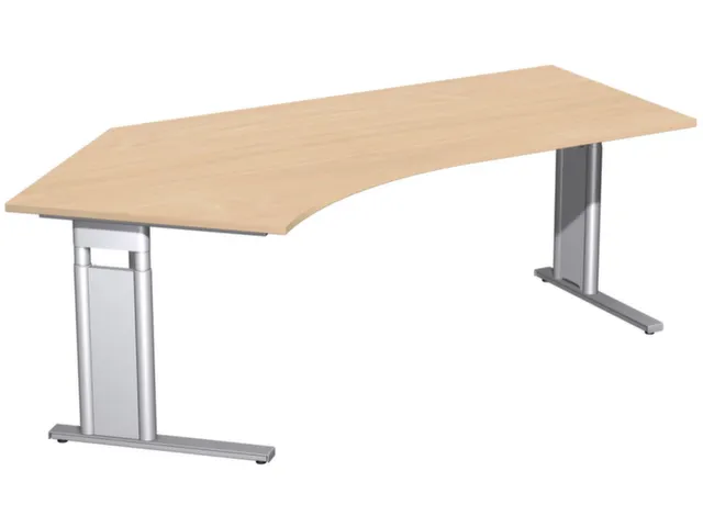 Bureau d’angle 680-820x2166x1130 retour à gauche hêtre pieds en C