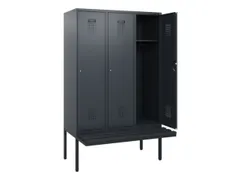 locker met bank,HxBxD 1950x1200x815mm,3vak,vak B 400mm,cilinderslot