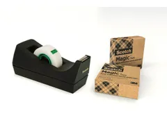 Plakbandhouder Scotch C38 recycled zwart + 3rol magic tape 900 19mmx33