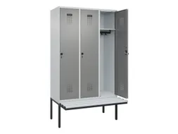 locker met bank,HxBxD 2120x1200x815mm,3vak,vak B 400mm,draaigrendel