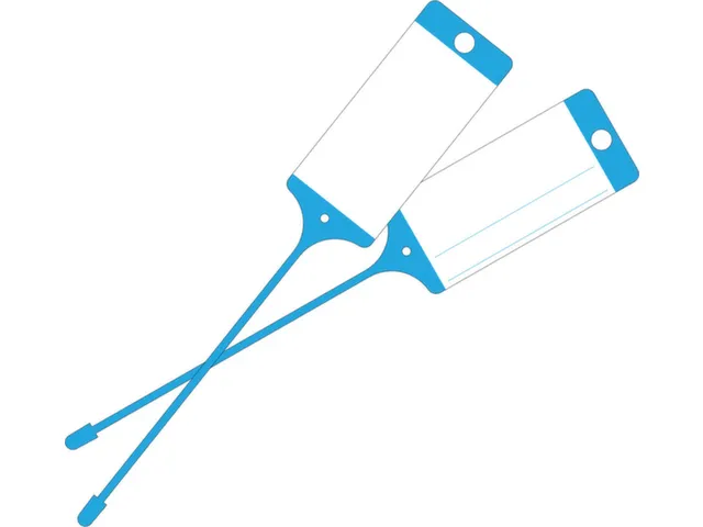 Goederenlabel PP blauw blanco gelijnd