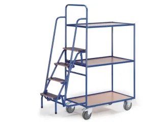 Orderverzamelwagen 990x590mm Totale H 1900mm 3 Etages Hout Ral5010 - 1