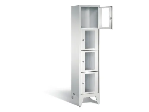 lockerkast 1850x420x500mm 1x4 vakken Cilinderslot Poten, RAL7035