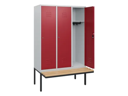 locker met bank,HxBxD 1950x1200x815mm,3vak,vak B 400mm,cil.-slot