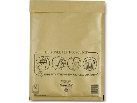 luchtkussenenveloppen, goud, G/4, 240 x 330 mm, doos van 50 stuks