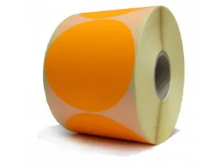Etiketten Op Rol 50mm Fluor Oranje Met Dispenser 500 Stuks - 1