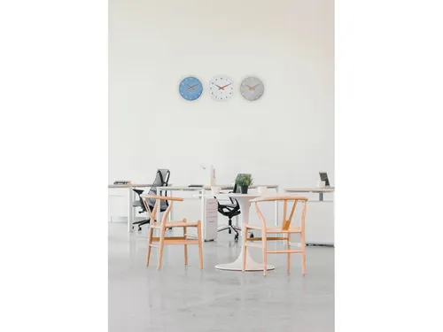 Hormilena wandklok wit met houten wijzers 30 cm.
