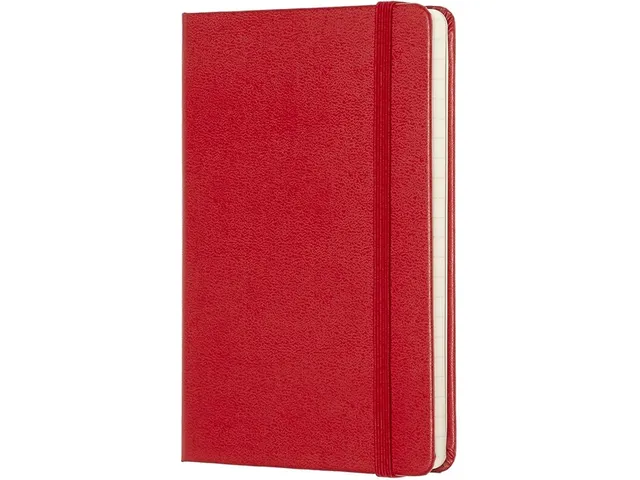 Notitieboek Moleskine pocket 90x140mm lijn hard cover scarlet red