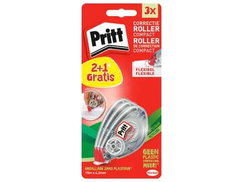 Correctieroller Pritt Compact Flex 4.2mmx10m Blister 2+1 gratis