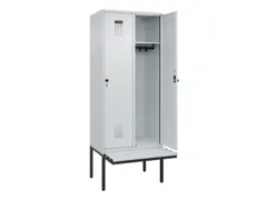 locker met bank,HxBxD 2120x800x815mm,2vak,vak B 400mm,draaigrendel