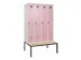 locker met bank,voor scheiding van kleding,HxBxD 2120x1200x815mm,4vak