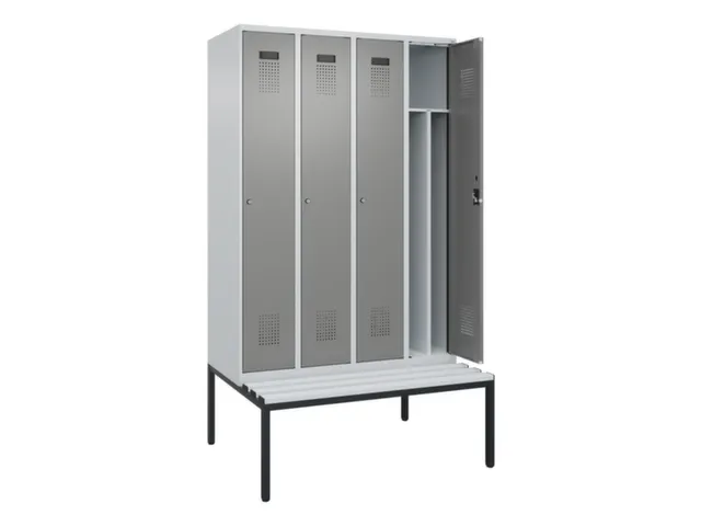locker met bank,voor scheiding van kleding,HxBxD 2120x1200x815mm,4vak