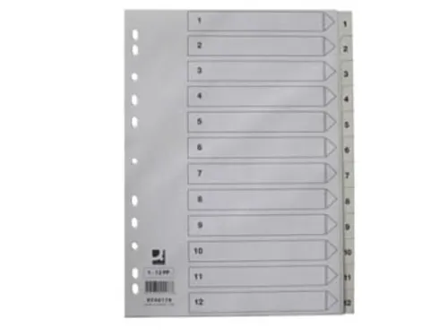 Tabbladen PP Set 1-12 Met Indexblad A4 11-Gaats Wit Personaliseerbaar