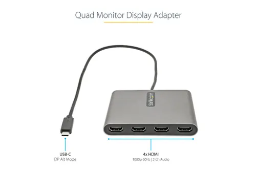 USB C naar 4 HDMI Adapter - Externe Video & Grafische Kaart - USB Type