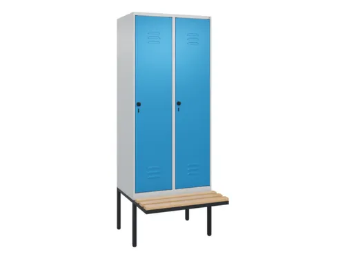 locker met bank,HxBxD 2120x800x815mm,2vak,vak B 400mm,draaigrendel