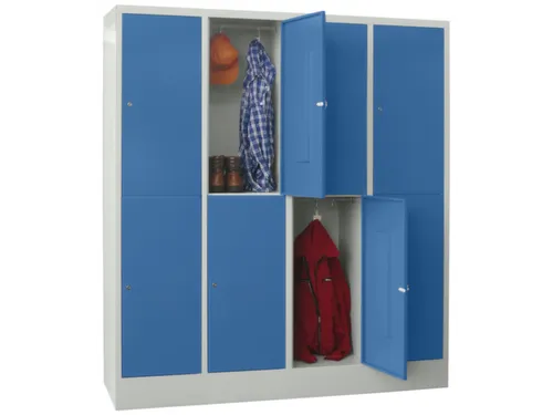 lockerkast,HxBxD 1850x1600x500mm,4x2vakken,RAL7035,front RAL5012