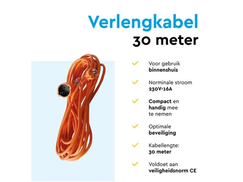 Verlengkabel BRASQ 30m oranje