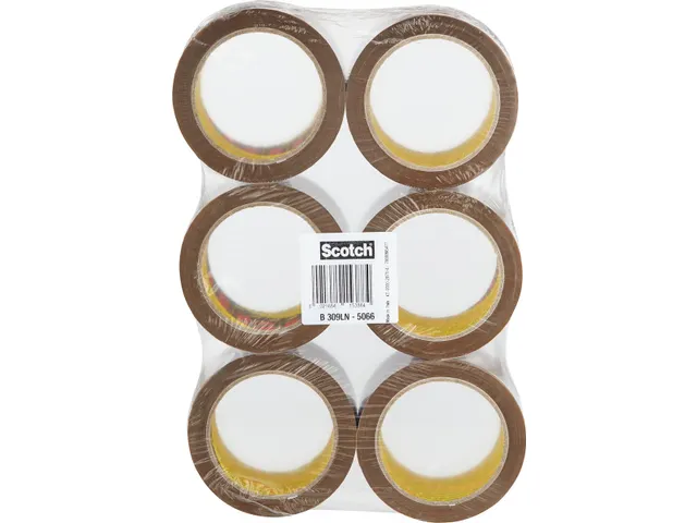 Geluidsarme Verpakkingstape PP 50mmx66m Bruin, Pak Van 6 stuks