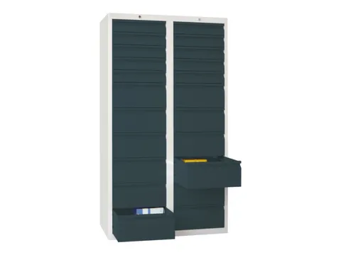 ladekast HxBxD 1800x1000x500mm 22laden RAL7035 front RAL7016