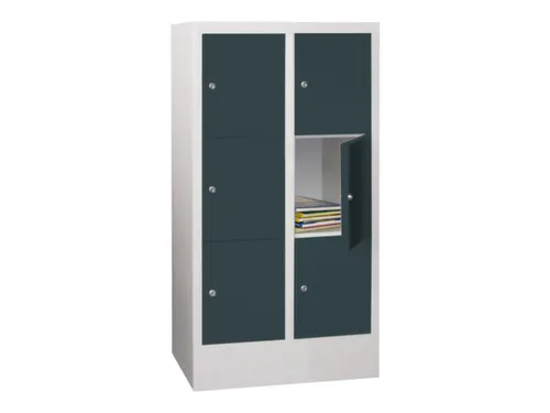 lockerkast,HxBxD 1187x600x500mm,2x3vakken,RAL7035,front RAL7016