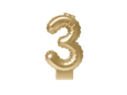 Verjaardagskaars cijfer 3 Folieballon Goud 10cm