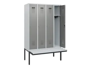 locker met bank,HxBxD 1950x1200x815mm,4vak,vak B 300mm,cilinderslot - 1