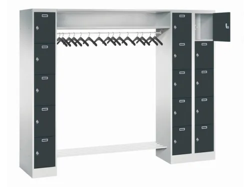 personeelsgarderobe draaigr. 1950x2250x500mm 3x5 vakken 300mm RAL7016