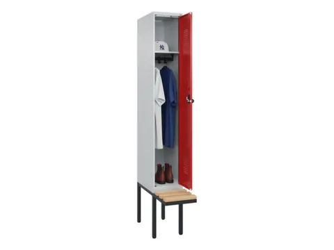 locker met bank,HxBxD 2120x300x815mm,1vak,vak B 300mm,draaigrendel