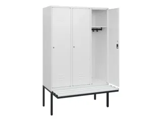 locker met bank,HxBxD 1950x1200x815mm,3vak,vak B 400mm,cil.-slot - 2