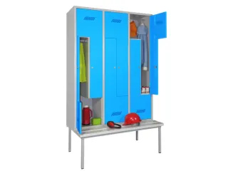 Z-garderobekast,HxBxD 2100x1200x800mm,RAL7035,front RAL3000 - 1