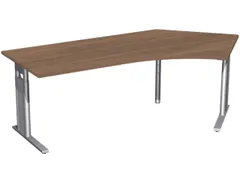 In hoogte verstelbaar hoekbureau 680-820x2166x1130mm noten zilver