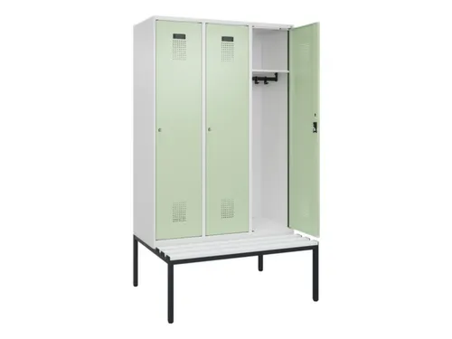 locker met bank,HxBxD 2120x1200x815mm,3vak,vak B 400mm,cilinderslot